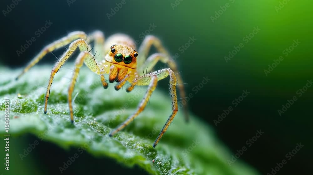 A close-up image of a spider on a leaf. A close-up image of a spider on a leaf.