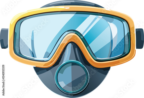 Snorkel Mask with Rising Air Bubbles Underwater