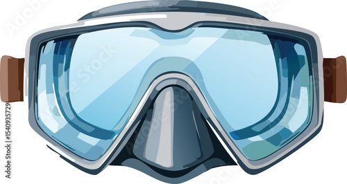 Snorkel Mask with Rising Air Bubbles Underwater