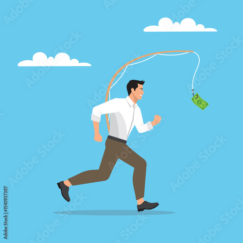 man chasing money vector illustration design