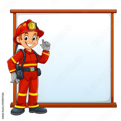 Professional Illustration of Fireman Holding Fire Extinguisher for Emergency Situations