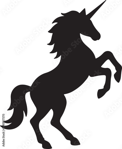 Majestic Unicorn Silhouette A Regal Black and White Illustration