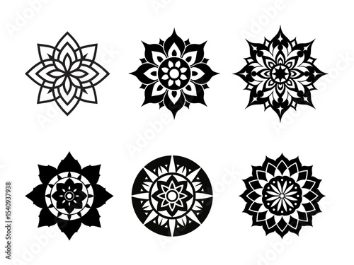 Black and White Mandala Artwork Designs Vector Images