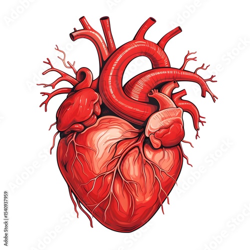 Professional Heart Illustration on White Background for Medical Designs and Cardiology Concepts