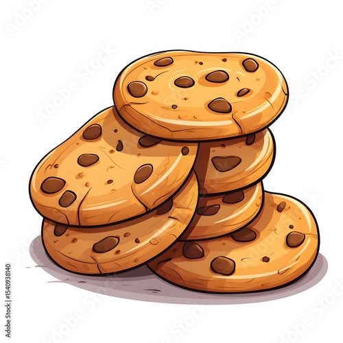 Professional Illustration of a Pack of Cookies on White Background for Marketing Campaigns and Cooking Blogs