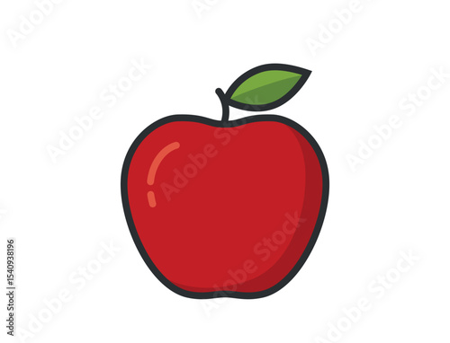 red apple with leaf. agriculture, farming and harvest symbol. natural organic fruit. isolated vector image