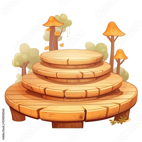 Professional Vector Illustration of a Wooden Platform for Car Presentation