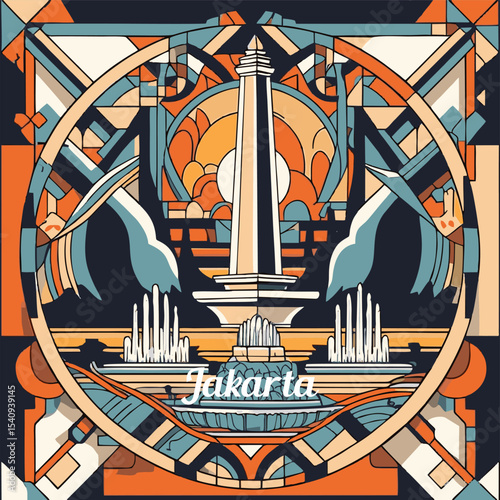 Abstract illustration of Jakarta city - Indonesia.