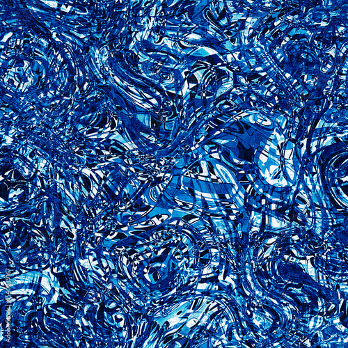 Dye wash indigo blue textur fabric effect background, Seamless glitch patched pattern in masculine Japanese block print style. 