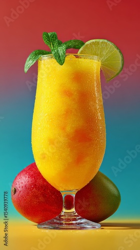 Mango Daiquiri: A studio shot fresh daiquiri mango gradient color background.