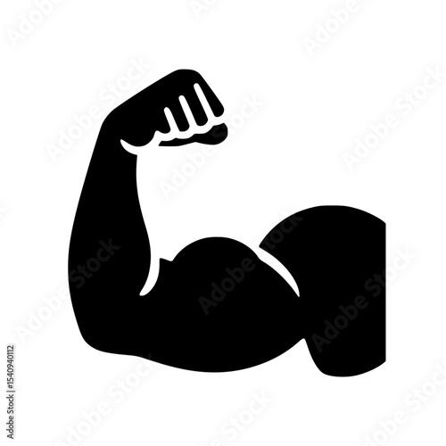 Minimalist Biceps Silhouette – Black SVG Clipart Icon