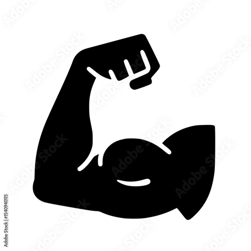 Minimalist Biceps Silhouette – Black SVG Clipart Icon