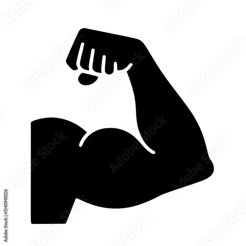 Minimalist Biceps Silhouette – Black SVG Clipart Icon