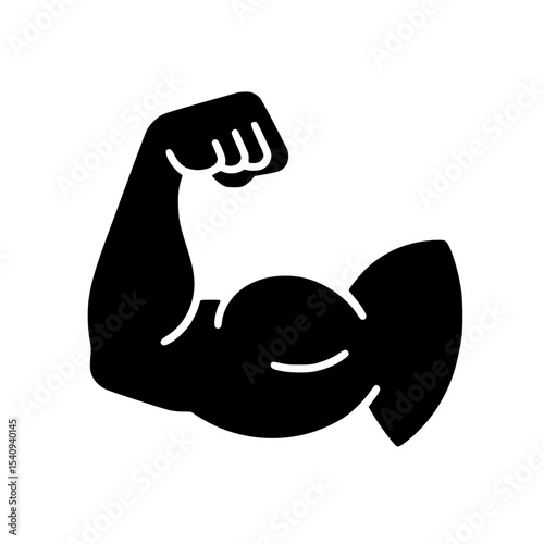 Minimalist Biceps Silhouette – Black SVG Clipart Icon