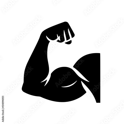 Minimalist Biceps Silhouette – Black SVG Clipart Icon