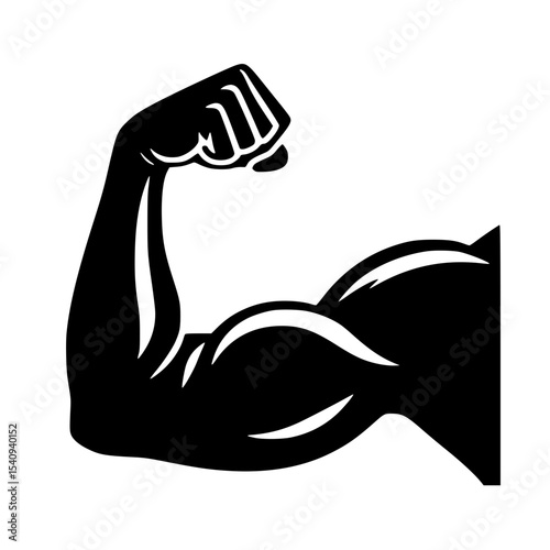Minimalist Biceps Silhouette – Black SVG Clipart Icon