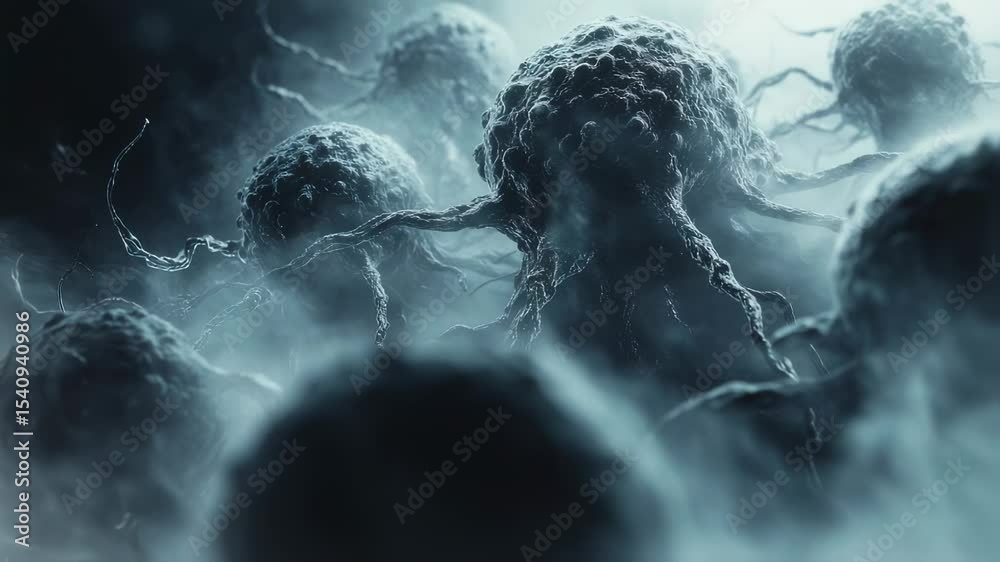 Disease cells of the virus attack the human body. Fighting the virus. Treatment of cancer and diseases. Infection with the virus.