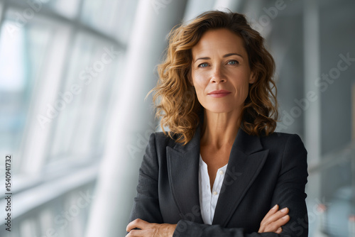 Confident Middle-Aged Businesswoman Standing with Arms Crossed in Professional Attire Free Download Confident Middle-Aged Businesswoman Standing with Arms Crossed in Professional Attire - GFXLoad
