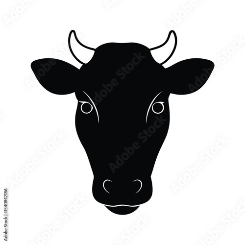 High resolution black silhouette cow head design for banners and advertisements