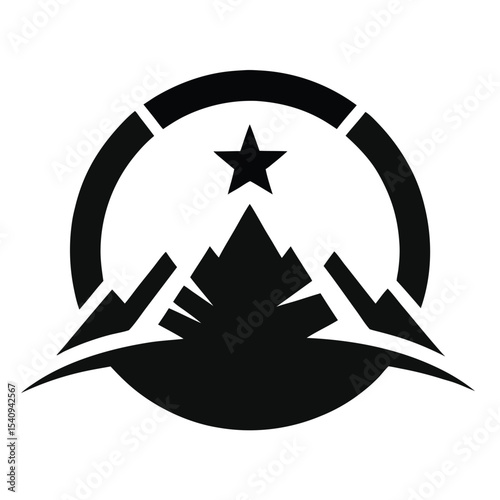 Mountain Peak Logo Design Star-Crowned Summit Illustration