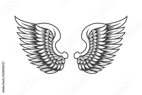 angel wings vector illustration retro design