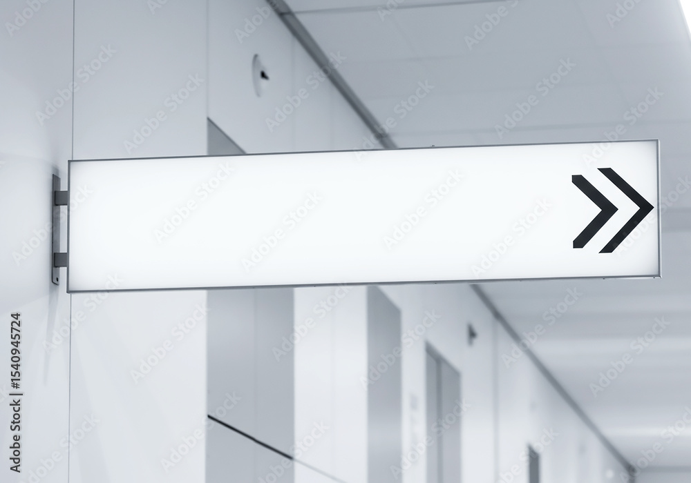 Obraz premium Blank Rectangular Directional Sign Modern Interior Signage Mockup for Wayfinding and Branding