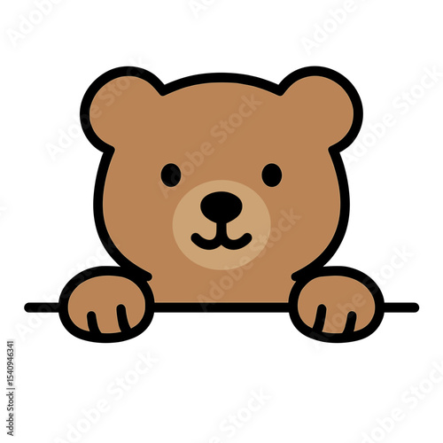 A friendly teddy bear playfully peeking over a surface, its charming expression radiating warmth and affection. 