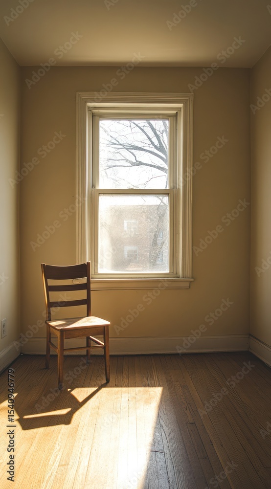 Fototapeta premium Empty room bathed in sunlight