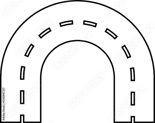 Road and highway in perspective icon. Road path with different bends. The road connects the cities road pieces in graphic style. Vector illustration isolated on transparent background