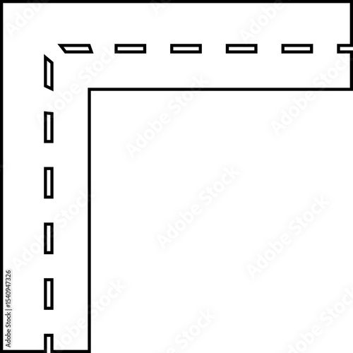 Road and highway in perspective icon. Road path with different bends. The road connects the cities road pieces in graphic style. Vector illustration isolated on transparent background
