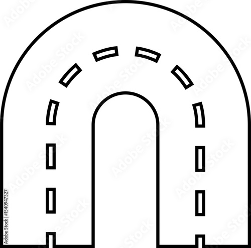 Road and highway in perspective icon. Road path with different bends. The road connects the cities road pieces in graphic style. Vector illustration isolated on transparent background