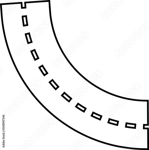 Road and highway in perspective icon. Road path with different bends. The road connects the cities road pieces in graphic style. Vector illustration isolated on transparent background