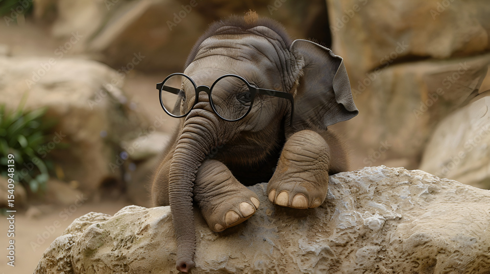 Fototapeta premium Snoozing Baby Elephant