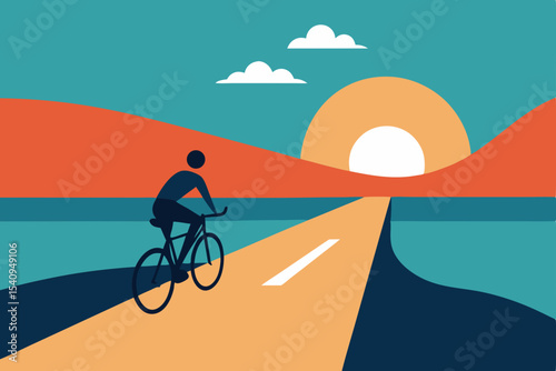 Sunset Cycling A Serene Ride Towards the Horizon