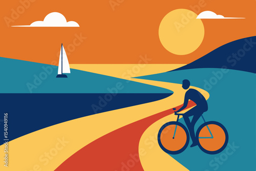 Sunset Coastal Cycling A Serene Bicycle Ride by the Sea