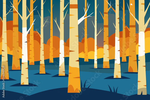 Autumn Birch Forest A Stunning Illustration of Nature's Hues