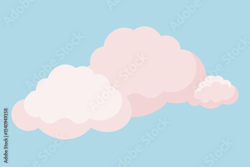 Pink clouds on a blue sky vector illustration wallpaper