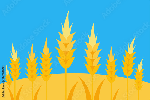 Golden ears of ripe wheat stand tall in a sun-drenched field, a natural illustration of the bountiful cereal harvest