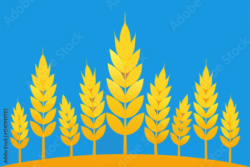 Golden cereal fields with autumn trees, a vector illustration of nature's bounty