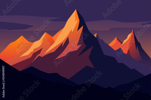 Majestic Mountain Peaks at Sunset A Stunning Landscape Illustration