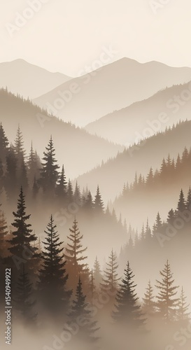 Misty Mountain Forest: Serene Nature Landscape for Wellness and Escape
