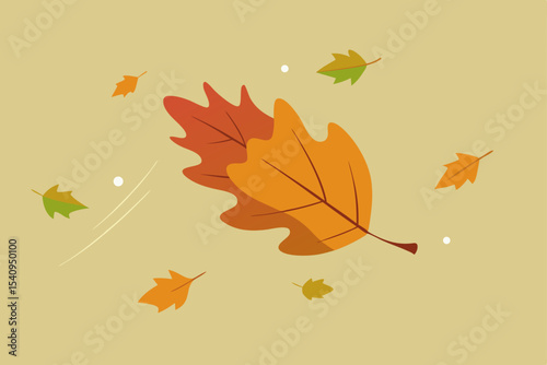 Autumn Leaves A Colorful Illustration of Falling Oak Leaves
