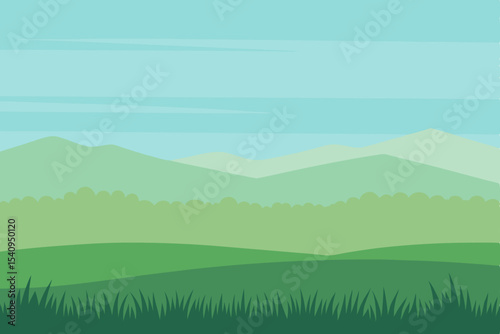 Serene Green Hills Landscape A Picturesque View of Rolling Hills and Lush Meadows