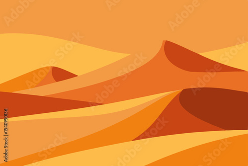 Sunset Desert Landscape Minimalist Dunes Illustration
