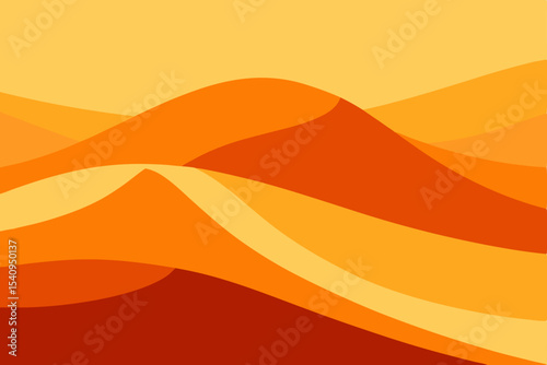 Sunset Desert Dunes Abstract Orange and Red Sand Dune Landscape Illustration