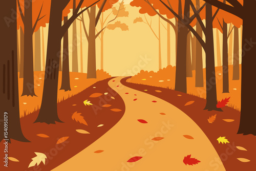 Autumnal Path A Winding Road Through Colorful Fall Foliage