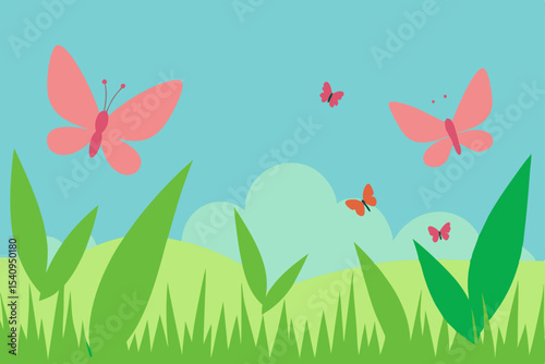 Spring Meadow Butterflies Dancing in a Sunny Sky
