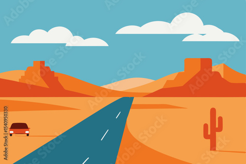Desert Road Trip Scenic Highway Adventure Through Arid Landscapes