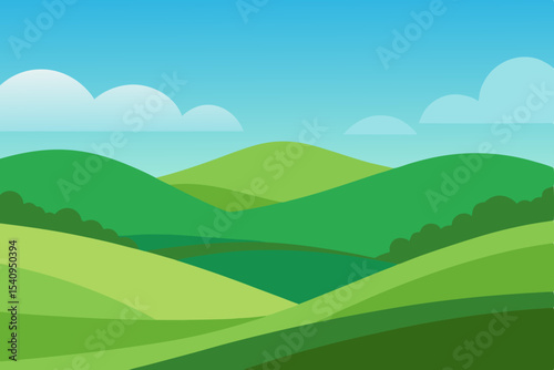Serene Green Hills A Picturesque Landscape Illustration