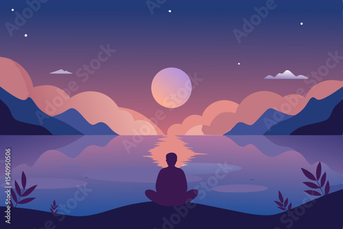 Tranquil Evening Serene Sunset Meditation by the Lake